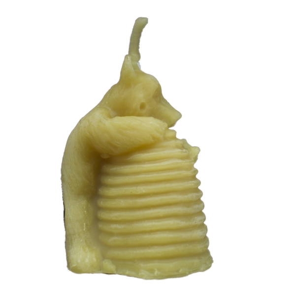 pure beeswax candle - cute bear with skep and bees