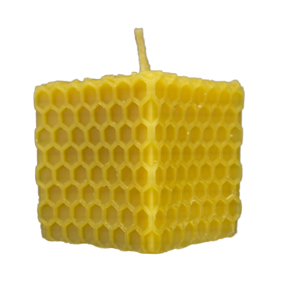 pure beeswax candle - cube with bees and honeycomb